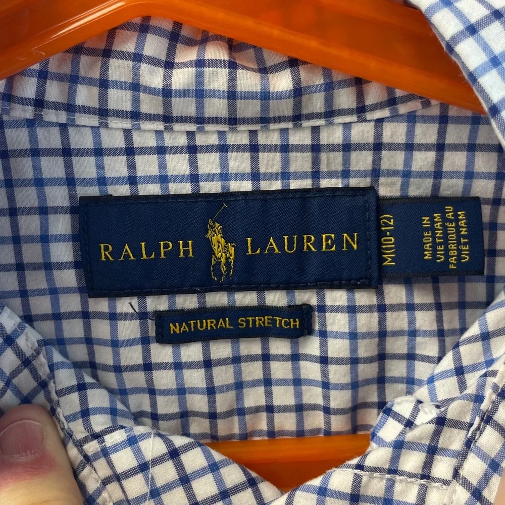 Ralph Lauren Navy and‎ White Checkered Shirt